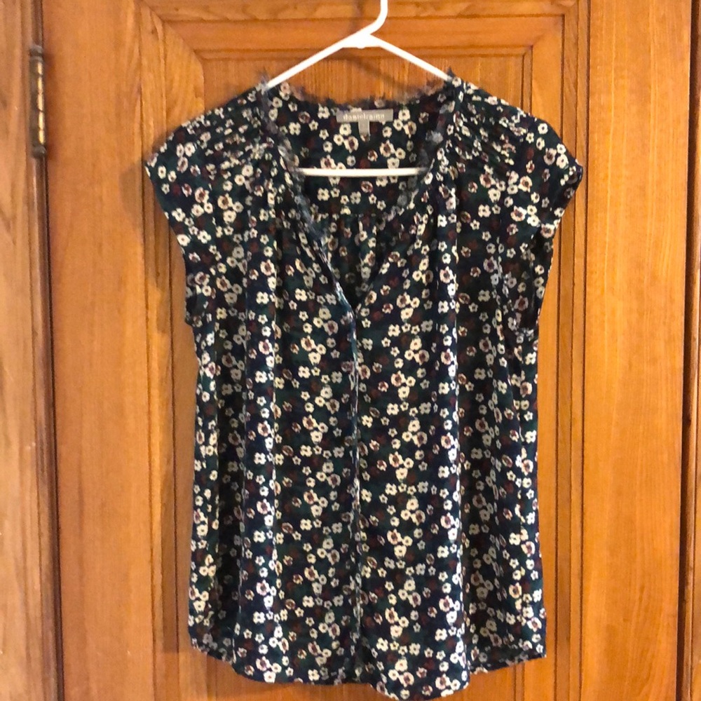 Floral top with feathered detailing